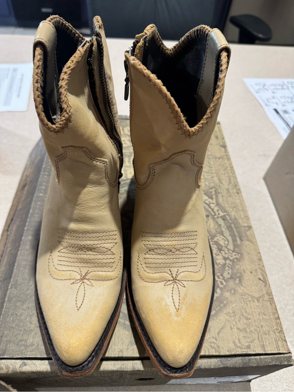 Liberty Black Tan Leather Western Ankle Booties